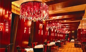 【酒店餐廳】?jī)?yōu)質(zhì)不銹鋼底盤(pán)+紅色K9水晶掛件吊燈